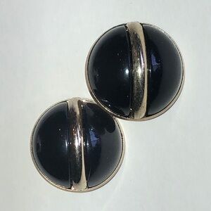 Sarah Coventry Elegant Vintage Navy Blue and Gold Tone Earrings